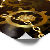 Poster Arrière - plan en bois avec cheval de mer mécaniqu (Coin)