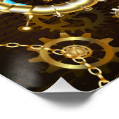 Poster Arrière - plan en bois avec cheval de mer mécaniqu (Coin)