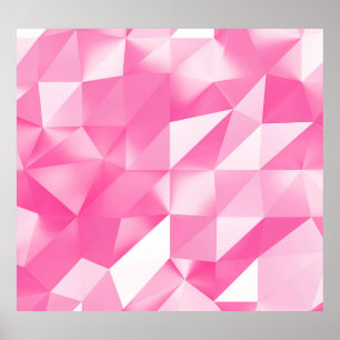Poster Arrière - plan en polygone rose : rendu 3D abstrai