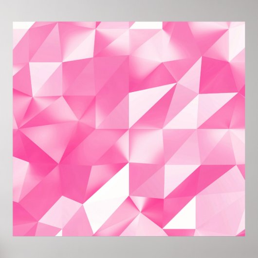 Poster Arrière - plan en polygone rose : rendu 3D abstrai (Devant)