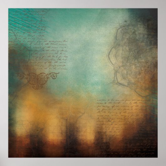 Poster Arrière - plan mandala grunge texte (Devant)