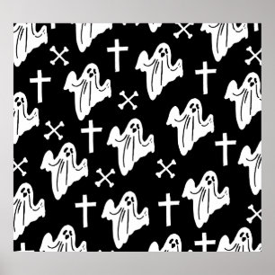 Poster Arrière - plan Motif Halloween tiré main