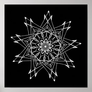 Poster Arrière - plan noir Grand Mandala Couleur adulte