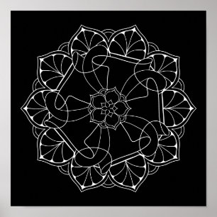 Poster Arrière - plan noir Mandala Adult Coloration
