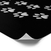 Poster Arrière - plan noir Silver Dog Paws Motif d'impres (Coin)