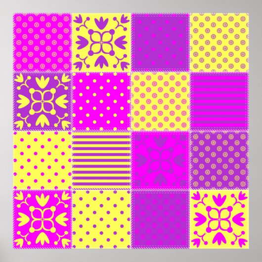 Poster arrière - plan patchwork avec différents art motif (Devant)