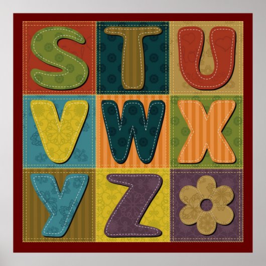 Poster Arrière - plan Patchwork avec Motif Alphabet (Devant)