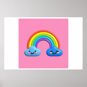 Poster Arrière - plan Rainbow Joyeux anniversaire