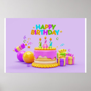 Poster Arrière - plan Rainbow Joyeux anniversaire
