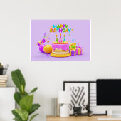 Poster Arrière - plan Rainbow Joyeux anniversaire (Bureau à domicile)