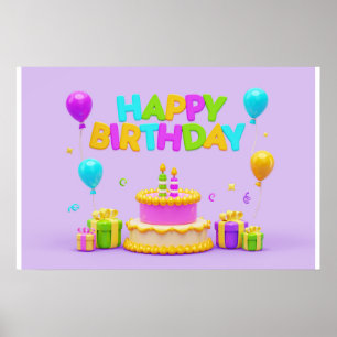 Poster Arrière - plan Rainbow Joyeux anniversaire