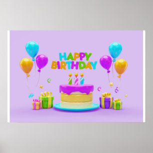 Poster Arrière - plan Rainbow Joyeux anniversaire