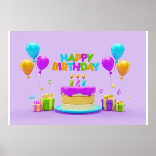 Poster Arrière - plan Rainbow Joyeux anniversaire (Devant)