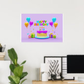 Poster Arrière - plan Rainbow Joyeux anniversaire (Bureau à domicile)