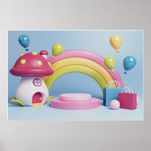 Poster Arrière - plan Rainbow Joyeux anniversaire