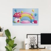 Poster Arrière - plan Rainbow Joyeux anniversaire (Bureau à domicile)