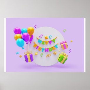 Poster Arrière - plan Rainbow Joyeux anniversaire
