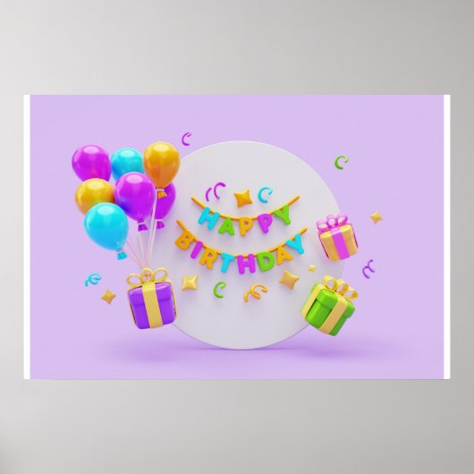 Poster Arrière - plan Rainbow Joyeux anniversaire (Devant)