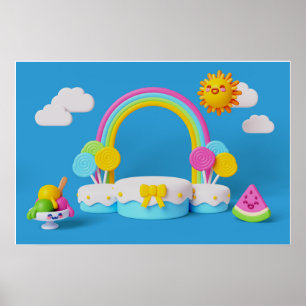 Poster Arrière - plan Rainbow Joyeux anniversaire