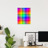 Poster Arrière - plan Rainbow Plaid personnalisé (Bureau à domicile)