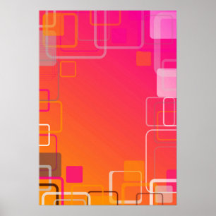 Poster Arrière - plan rose-orange avec carré coloré