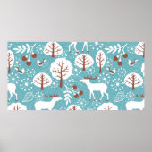 Poster Arrière-plan sans couture avec cerf pour l'hiver e (Devant)