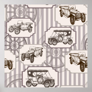 Poster arrière - plan sans soudure vintage avec voiture r