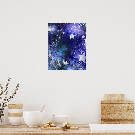 Poster Arrière - plan spatial avec étoiles (Cuisine)