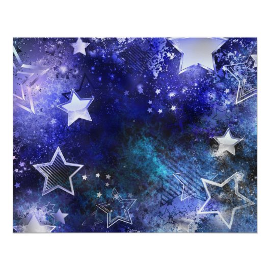 Poster Arrière - plan spatial avec étoiles (Devant)