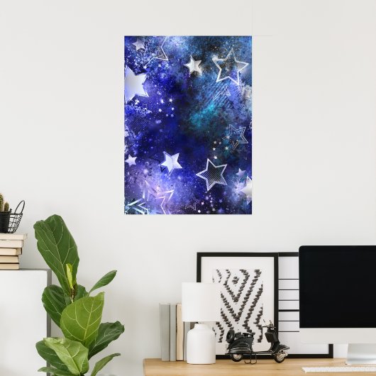 Poster Arrière - plan spatial avec étoiles (Bureau à domicile)
