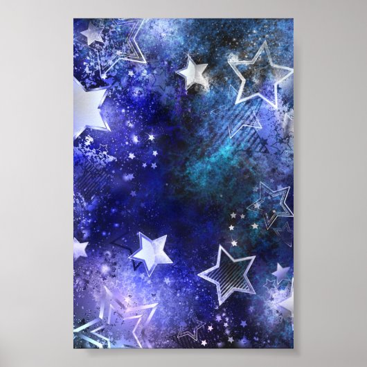 Poster Arrière - plan spatial avec étoiles (Devant)