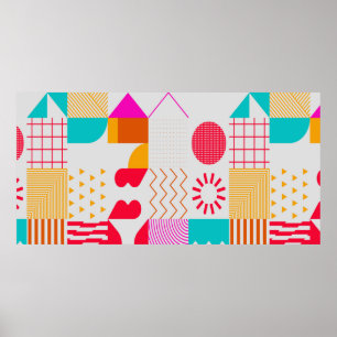 Poster Arrière - plan tendance aux formes simples. Geo co