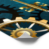 Poster Arrière - plan turquoise à vapeur avec engrenages (Coin)