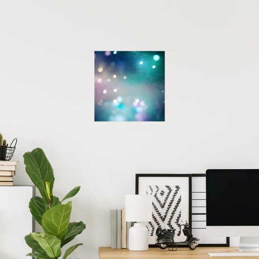 Poster Arrière - plan turquoise Bokeh (Bureau à domicile)