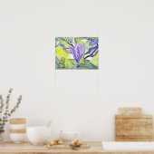 Poster Arrière-plan vert de fleur de magnolia violet (Cuisine)