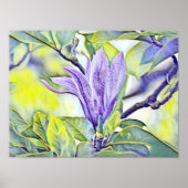 Poster Arrière-plan vert de fleur de magnolia violet (Devant)