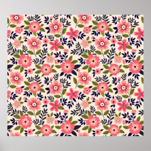 Poster arrière - plan vintage fleuri. Motif sans couture.