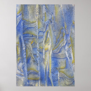 Poster Arrière rythmes aquarelle ligne art Imprimer