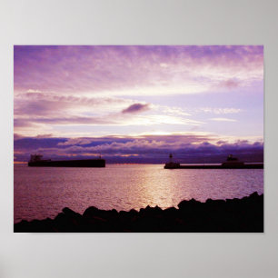 Poster Arrivée du navire tôt le matin