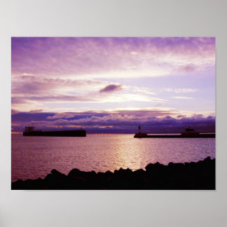 Poster Arrivée du navire tôt le matin