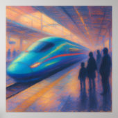 Poster Arrivée en train à balles - Style de peinture past (Devant)