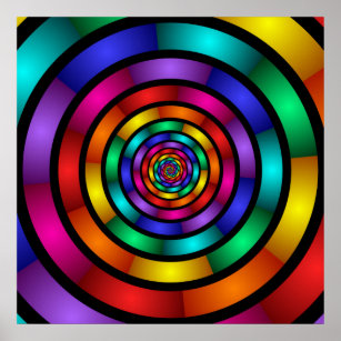 Poster Arrondi et psychédélique coloré Art moderne fracta