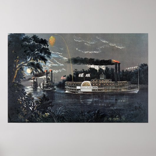 Poster Arrondir un virage sur le bateau à vapeur du Missi (Devant)