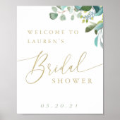 Poster Arrosage de mariage à l'eucalyptus aquarelle (Devant)