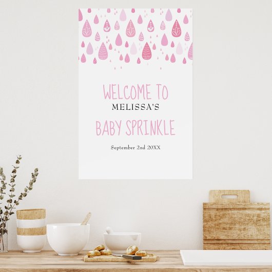 Poster Arrosage rose Bébé Fille Sprinkle / Douche Bienven (Cuisine)