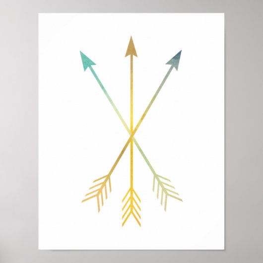 Poster Arrow Traversée Mur Art Jaune Turquoise Gris (Devant)