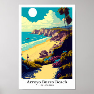 Poster Arroyo Burro Beach Californie Illustration de voya