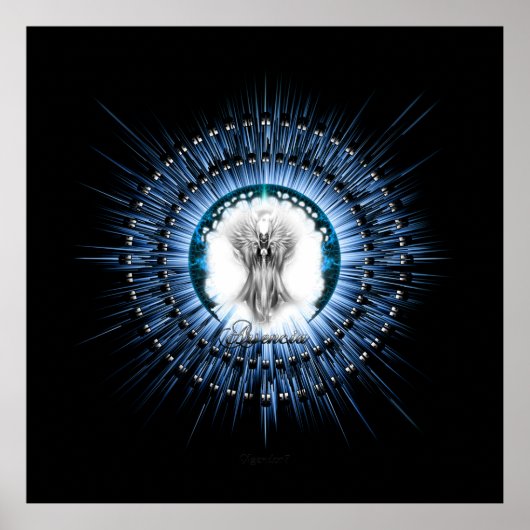 Poster Arsencia Ethereal Silver Light Fractal Art (Devant)