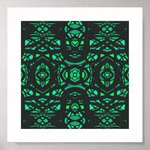 Poster Art à la gouache abstraite vert noir Firebrand