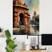 Poster art à l'aquarelle de Delhi (Bureau à domicile)